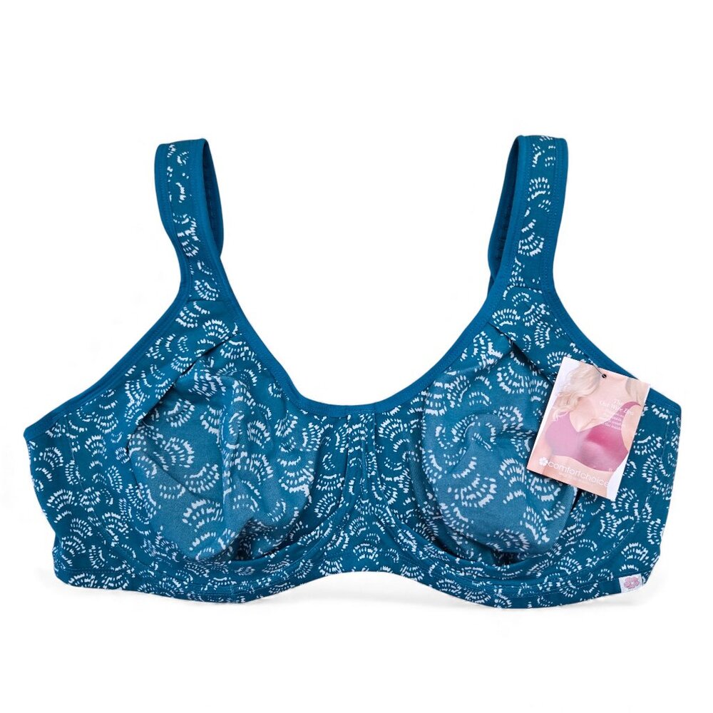NWT Comfort Choice The Out Wire Bra Abstract Pattern Support Adjustable‎ 48DD